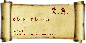 Kéki Mária névjegykártya